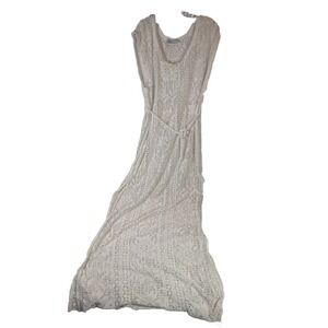 Free People Beach Crochet Maxi Cover Up Dress Ivory Boho Lace L Resort Cruise